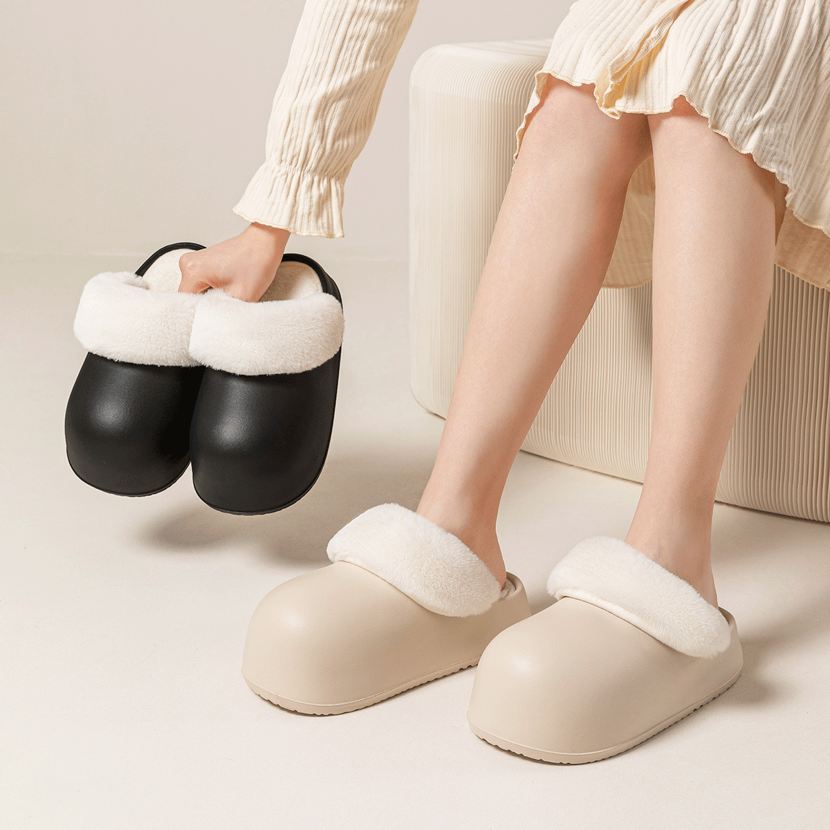 Detachable cotton slippers women's autumn and winter 2025 new indoor home waterproof detachable washable slippers for men to wear outside