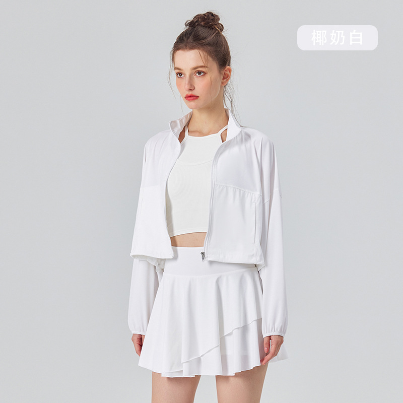 Picture of Vertical Collar Pocket Cool-feeling Sunscreen Clothing UV-resistant Women's Outdoor Sports Fitness Jacket Loose Breathable Casual Top