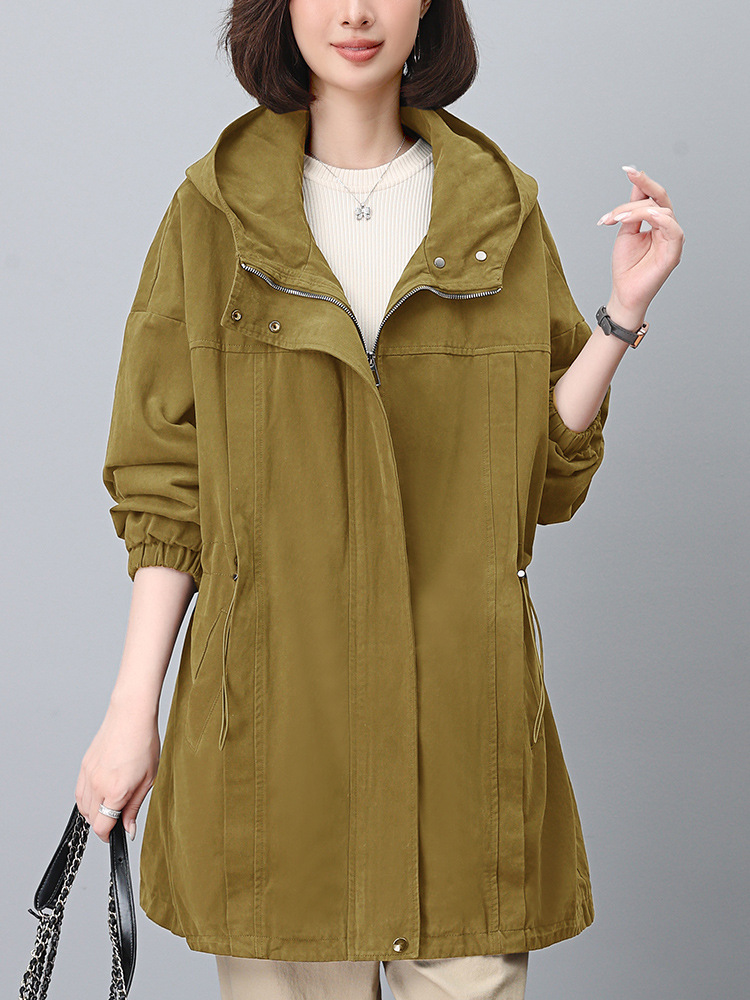 Picture of Women's Spring and Autumn 2024 New Cotton Long-sleeved Casual Workwear Elegant Slimming plus size Hooded Coat