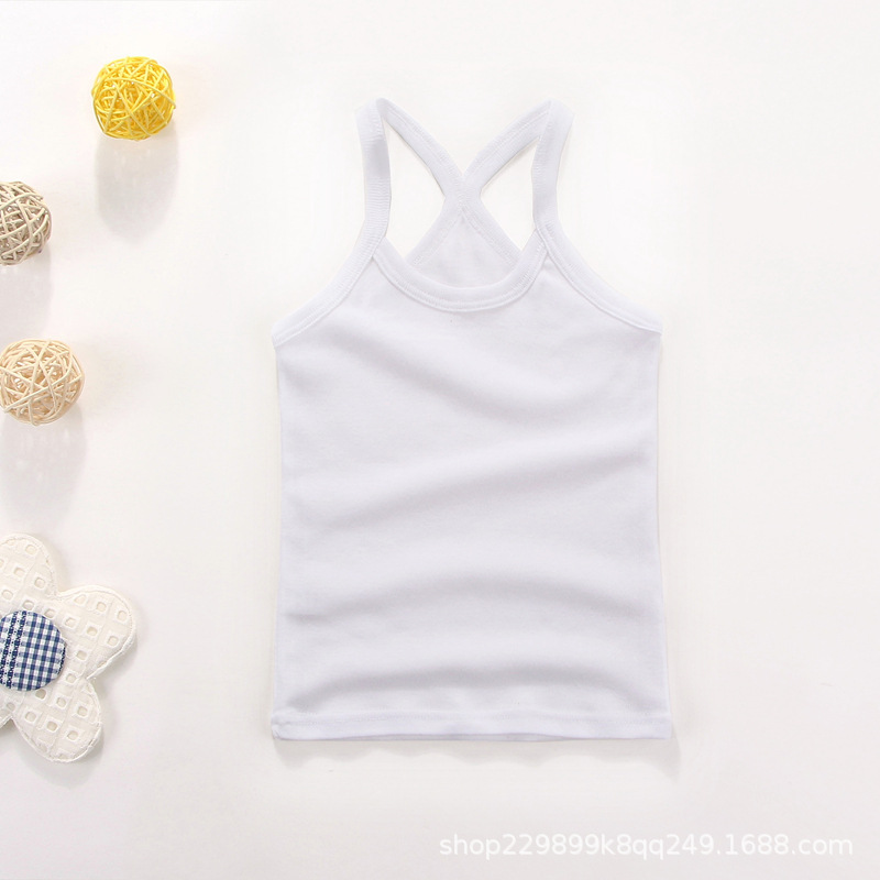 Picture of Children's vest Pure Cotton Boys' I-shaped hurdle girls' small sling children's underwear summer girls' base