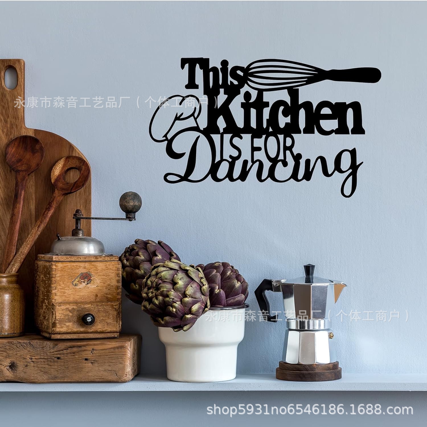 Cross-border dedicated for independent station hot sale kitchen kitchenware silhouette background wall decoration iron crafts pendant