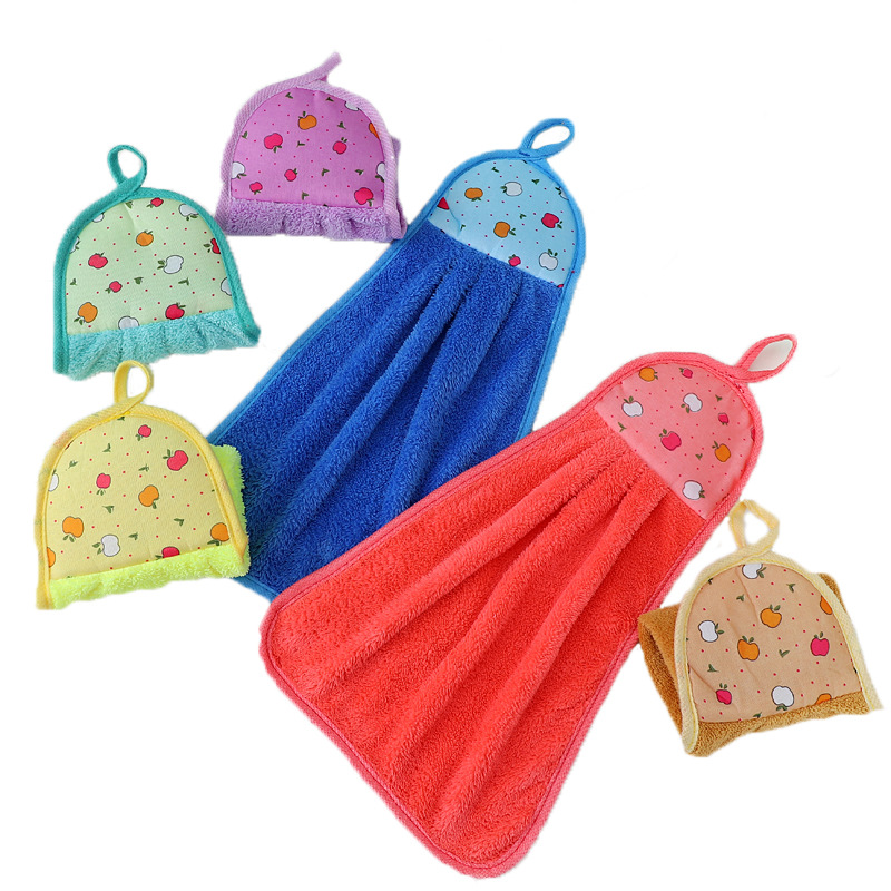 Picture of Coral Velvet Hand Towel Can Be Hung in the Kitchen, Thickened Cleaning Towel, Gift Advertising Towel