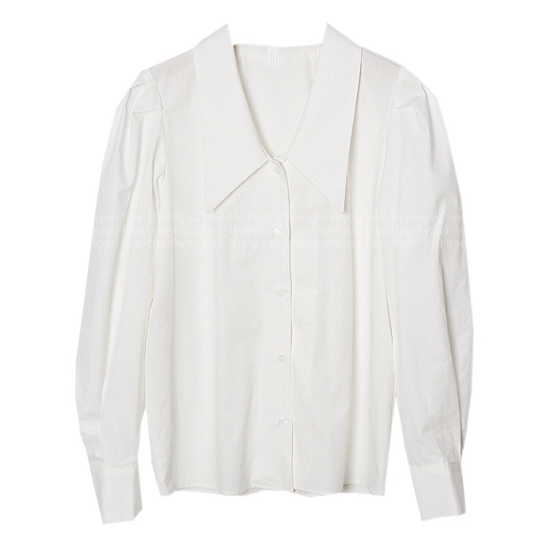 2025 New Spring Long-Sleeved White Shirt Women's Design Niche Versatile High-Bottom Bottoming Korean Top