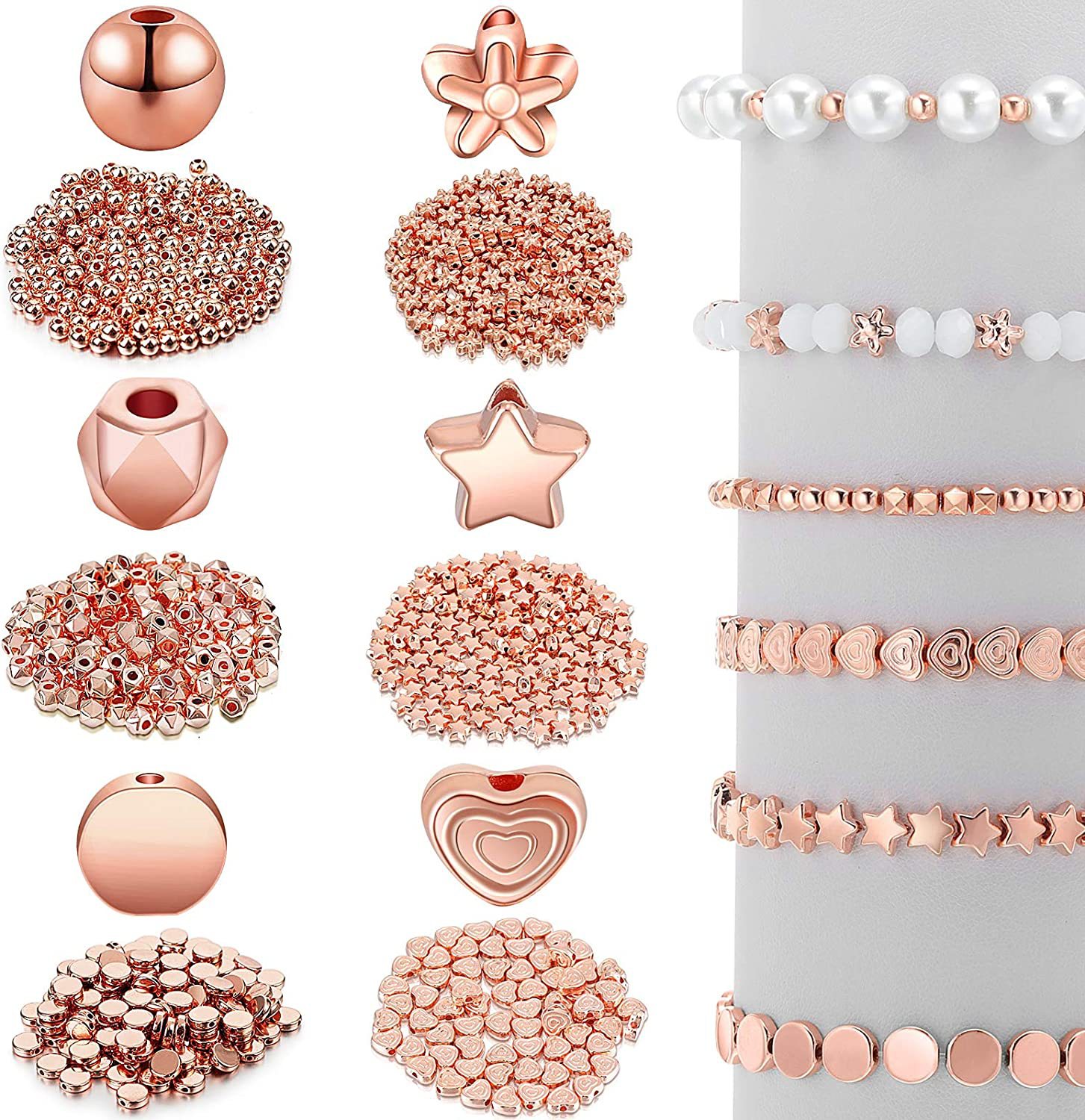 Picture of 1200 PCs spacer bead set star flower round bead slice flat round bead love loose beads beaded DIY jewelry