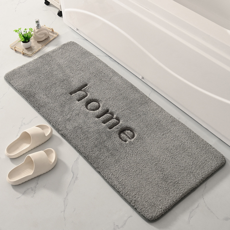 Cross-border embroidery bathroom non-slip floor mat solid color bedroom thickened bedside carpet bathroom absorbent floor mat wholesale