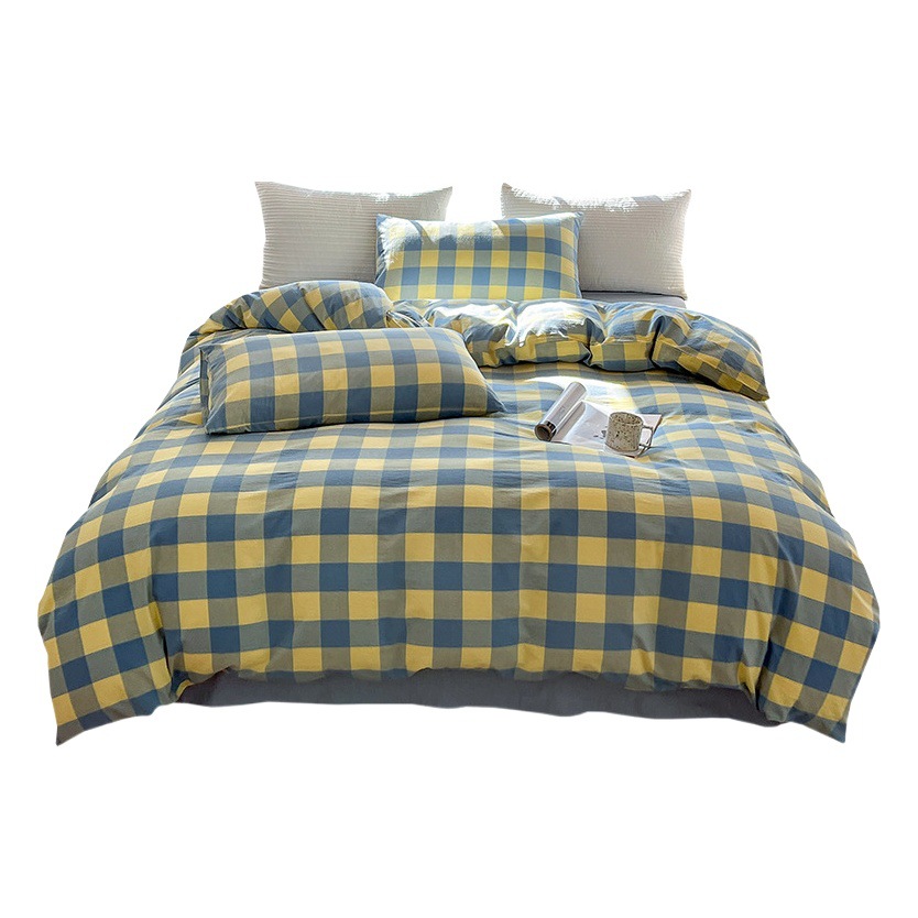 Nordic style bed four-piece cotton 2024 New fitted sheet three-piece single quilt cover bedding