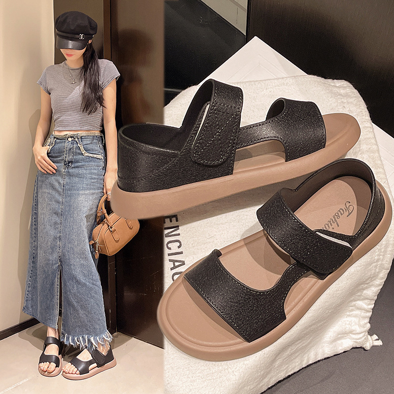 2025 Spring New Soft Sole Solid Color Simple Versatile Loafers Comfortable Casual Fashion Sandals for Women Summer Non-Slip