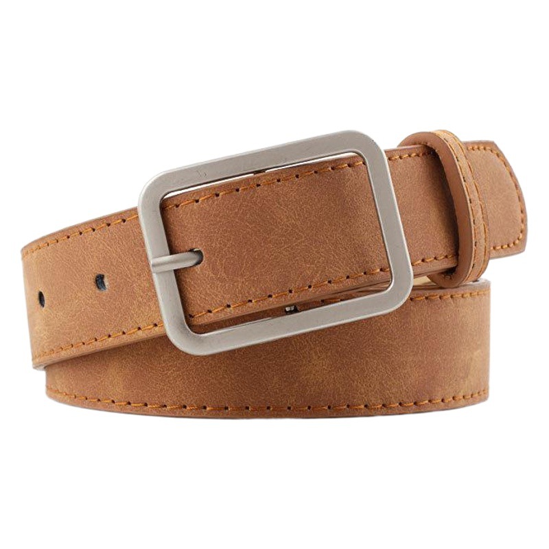 Han Feng New Simple Joker Square Buckle Faux Leather Popular Belt Fashion Belt Retro Student Belt Wholesale