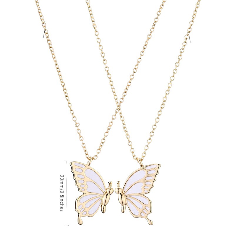 Cross-border foreign trade fashion new friend couple butterfly necklace simple niche friendship necklace two-piece set