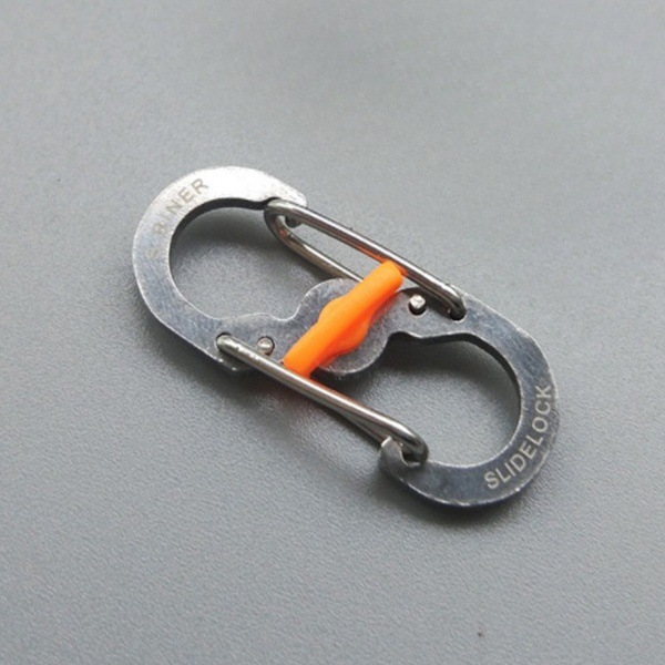 Picture of Fox Small size stainless steel 8-word buckle with lock anti-theft S buckle key chain travel bag buckle