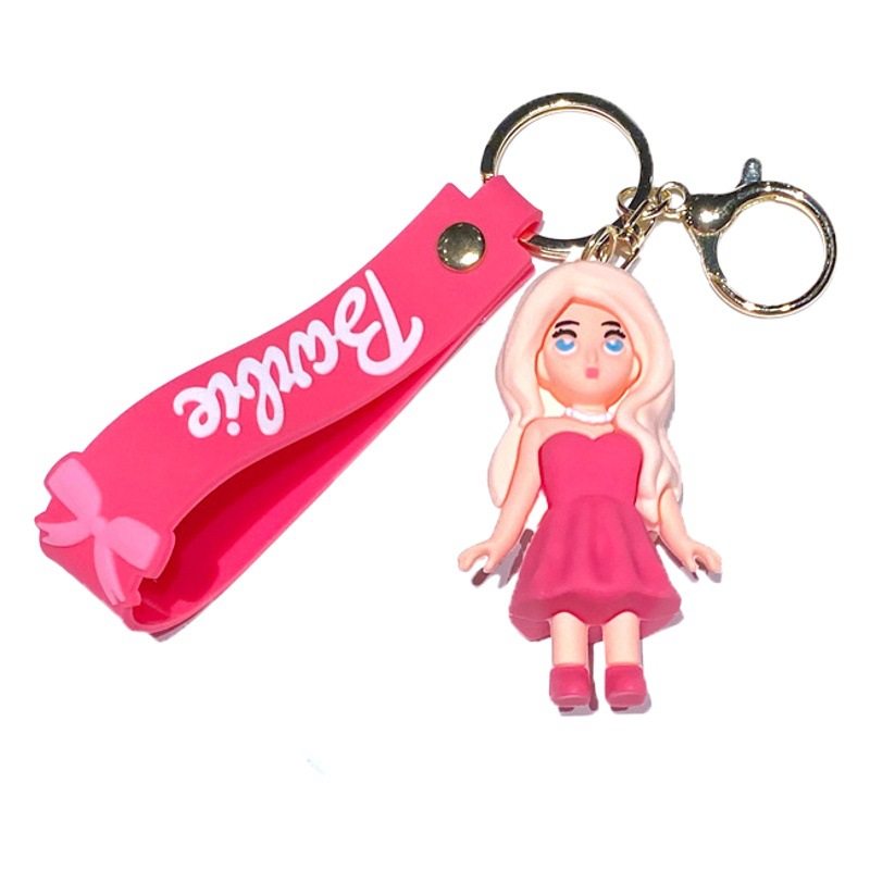 In stock Barbie keychain cartoon Barbie Doll Doll pendant girl bag pendant movie cross-border new
