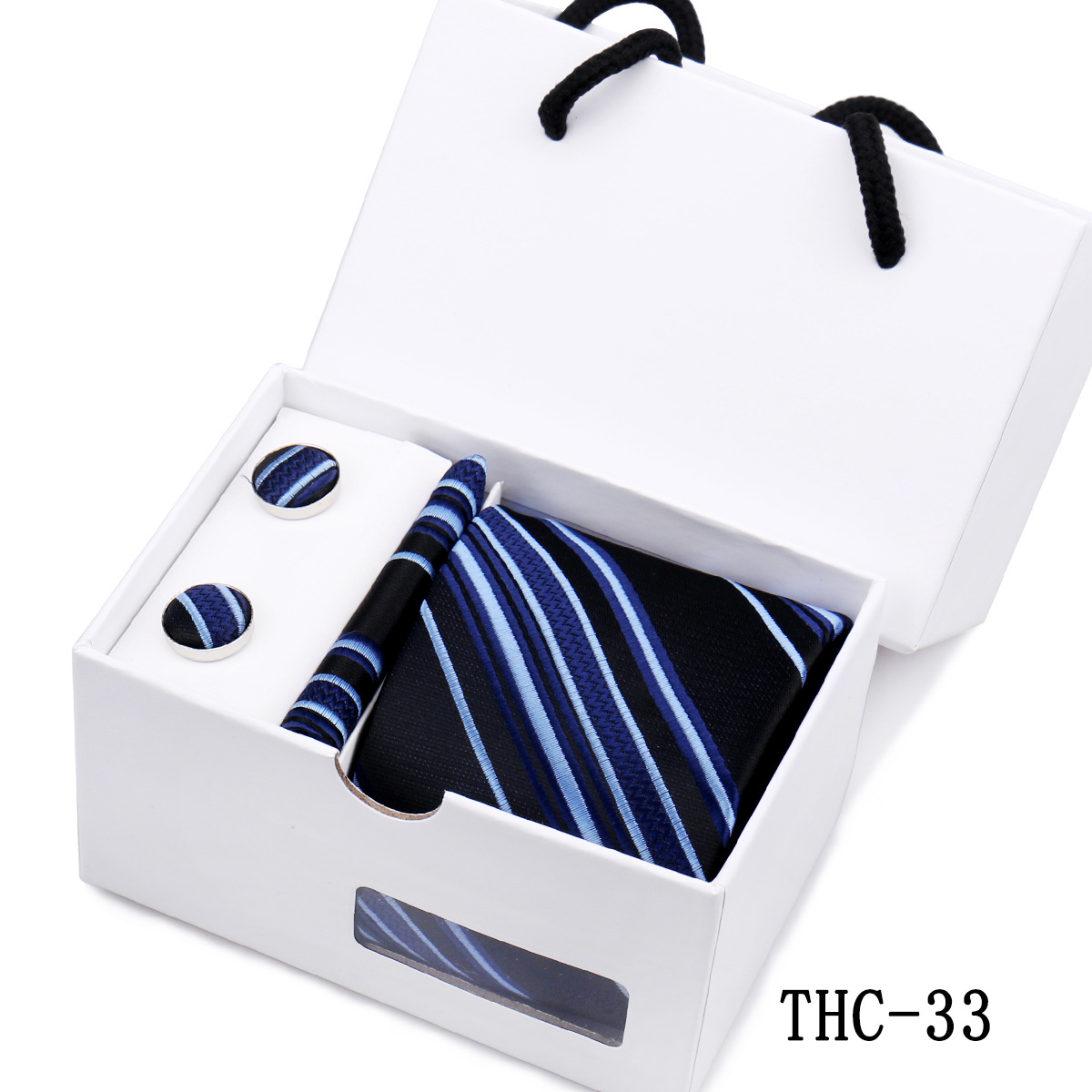 Picture of Men's Tie High Sense Gift Box 3 Pieces suit Business Dress Wedding Plaid Red Black Long Tie Shengzhou