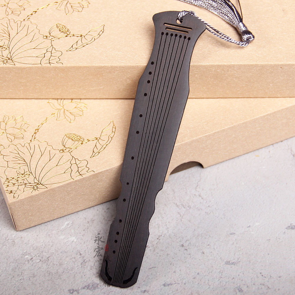 Picture of Ebony boxwood guqin bookmark Qin Se and Ming Guqin two-piece wooden bookmark lettering