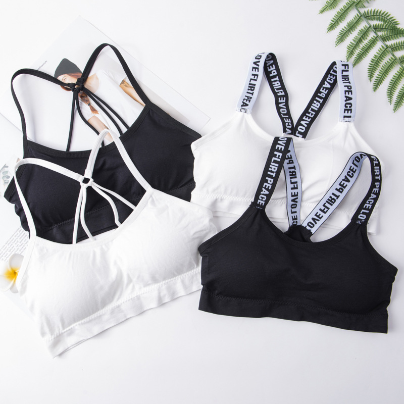 Girl's Letters with Beautiful Back Tube Top One-piece Seamless Parachute Chest Wrapping Anti-running Light Underwear Base Sports Bra