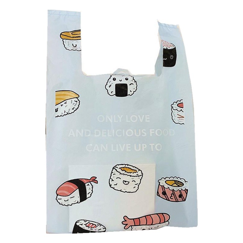 Japanese Sea Salt Blue Cute Sushi Plastic Tote Baking Dessert Gift Packaging Bag Cake Egg Tart Bag