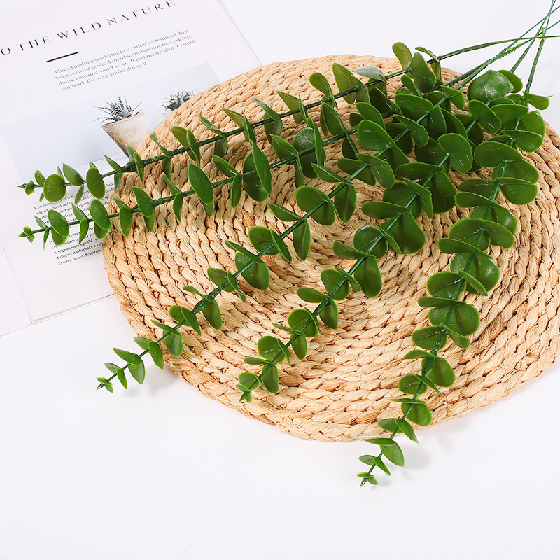 Picture of Cross-Border single eucalyptus leaf money leaf decoration wedding decoration simulation green plant artificial flower eucalyptus wholesale