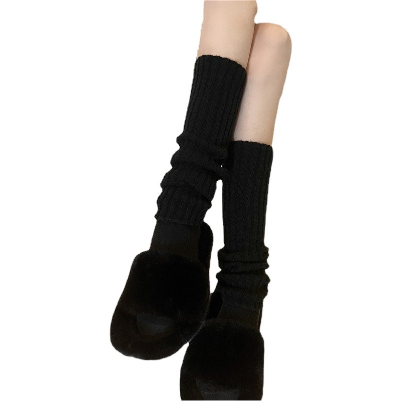 Grey Hot Girl Socks Leg Cover Japanese Solid Color Knitted Socks Wool Socks Stacks JK Shallow Socks Wool Socks