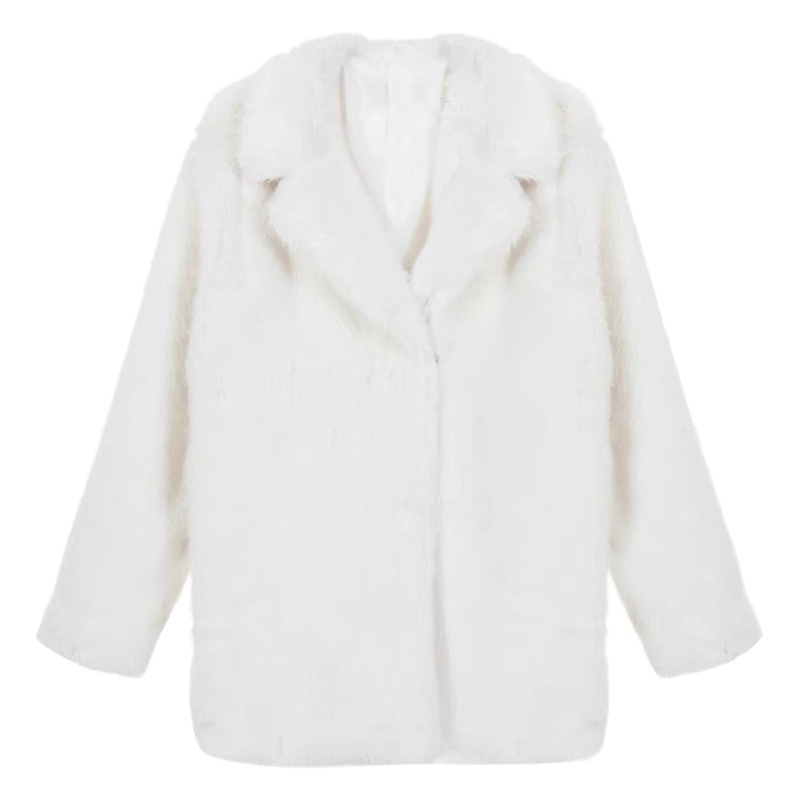 Aliexpress Imitation Tuscan Fur Coat with a Suit Collar, Mid-Length Faux Fur Coat for Women, Elegant and Classy