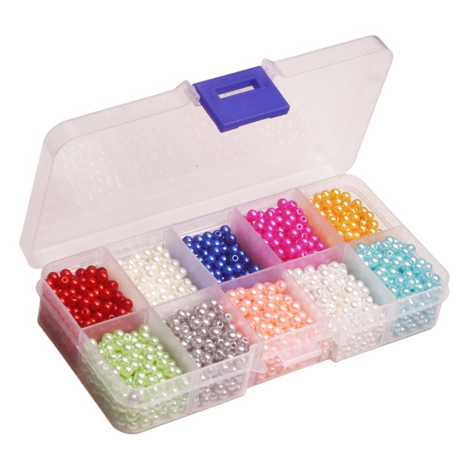 Cross-border recommend round pearl color mixed suit perforated non-perforated round pearl box jewelry
