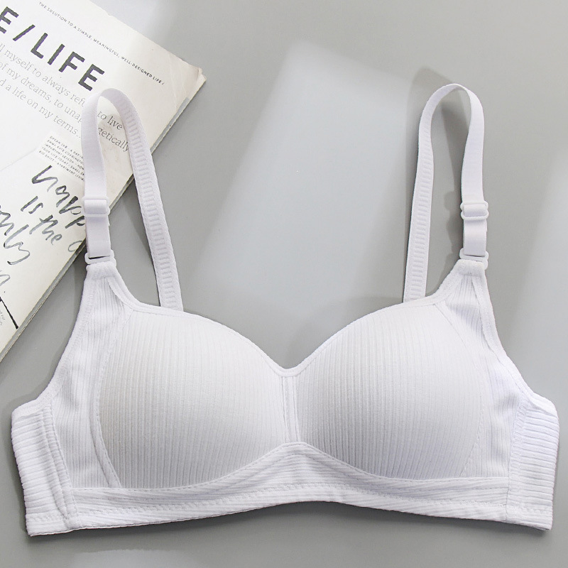 Picture of Side Collected Anti-sagging Underwear Women's Non-rimless Bra for College Students High School Girls Small Chest Gathering Pure Cotton Thin Bra