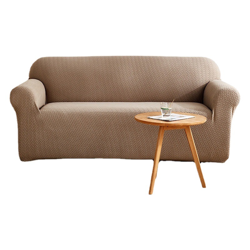 Small Apartment Single Double Seat Bedroom Dormitory Rental Room Sofa Cover Fleece Jacquard Interwoven Pattern Sofa Cover