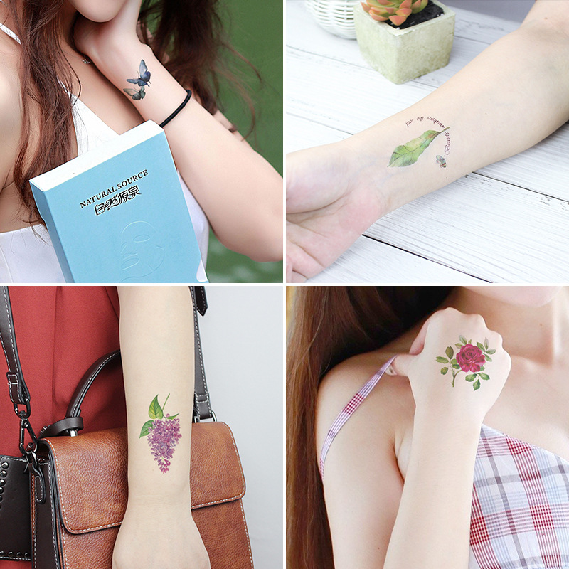 Picture of New waterproof flower tattoo stickers fashion small fresh face stickers fashion Photo Studio Art Stickers