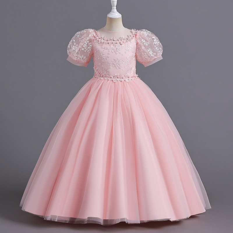 Picture of European and American Kidsren's Princess Dress Classy Dress New Flower Girl Tutu Skirt Wedding Dress Little Princess Host Piano Performance