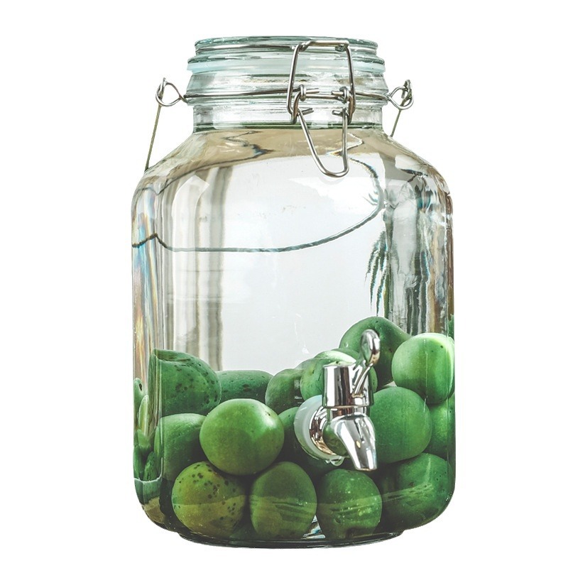 Picture of Wholesale sparkling wine glass bottle green plum bayberry wine bottle with tap brewing bottle household sealed pickled vegetable glass jar