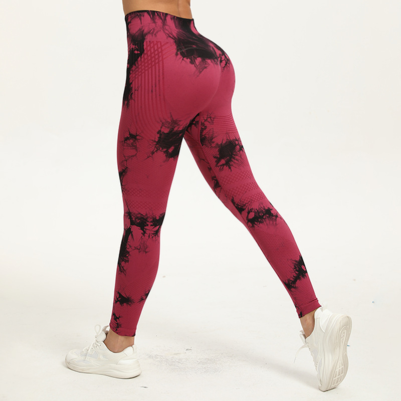 Picture of European and American hot selling seamless hip lifting fitness pants belly contracting tight high waist peach hip yoga pants wholesale