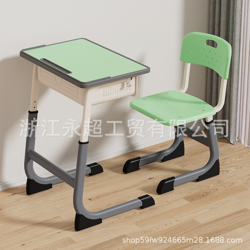 Picture of Cross-border Bidding Primary and Secondary School Students' Desks and Chairs School Tutoring Class Writing Desk Lifting Children's Learning Desk suit Wholesale