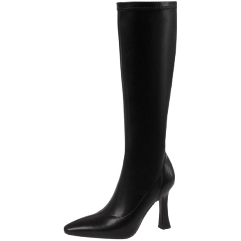 Make your legs look longer! South Korea pointed-toe high-top small elastic boots ultra-high heel Knight Boots knee-length thin boots for women