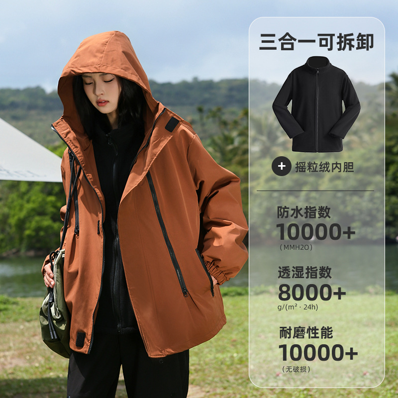Picture of Jacket Three-In-One Detachable Two-Piece Set for Men and Women Outdoor Mountaineering Clothing Windproof and Waterproof Spring, Autumn and Winter Jacket