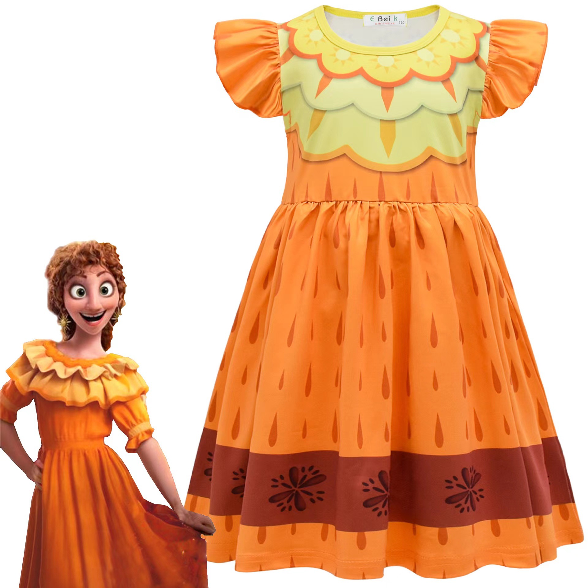 2022 in stock Magic Full House Encanto Role Playing Girls' Skirt Children Flying Sleeve dress