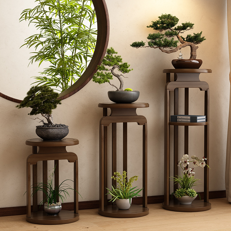 Chinese flower rack storage Bogu frame living room floor round flower stand vase flower pot holder 2025 new flower tray