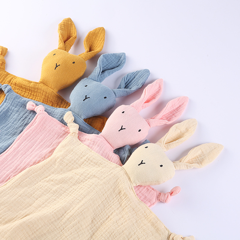 Picture of Pure Cotton Double-layer Gauze Baby's Spit Towel Sleeping Bag Blanket Doll Baby's Ambience Towel Entrance Rabbit Blanket