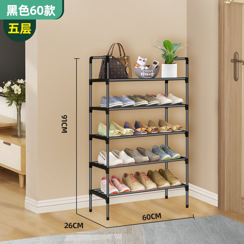 Picture of Simple Shoe Rack Multi-layer Folding Shoe Cabinet Economical Household Bedroom Metal Black Rack Shoe Rack