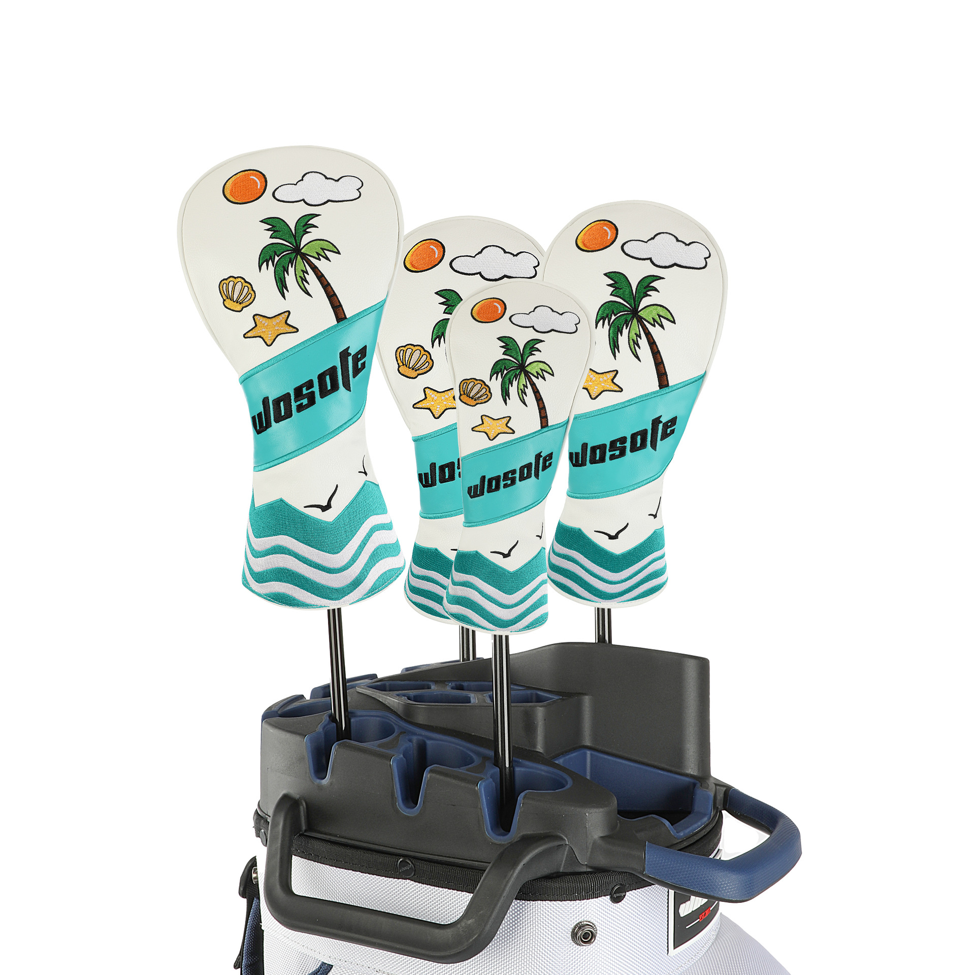 Cross-border new product direct supply factory embroidered coconut wood club cover, golf head cover, golf club cap cover