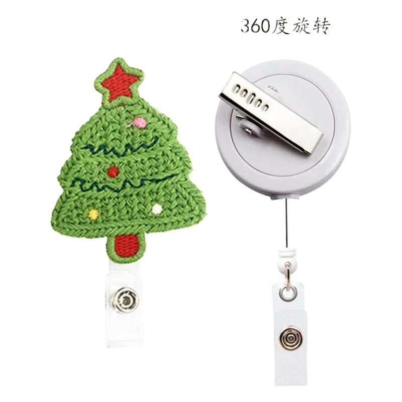 Spot Christmas Holiday Telescopic Easy Pull Buckle Knitted Santa Claus Gingerbread Man Christmas Tree Easy Pull ID Buckle