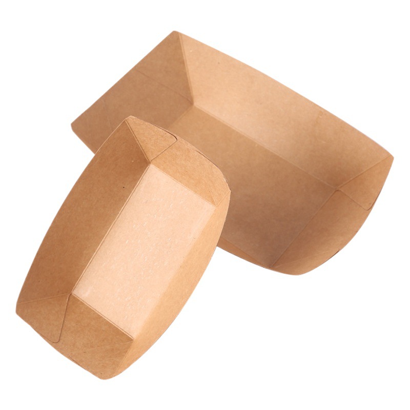 Disposable lunch box Kraft Paper Boat box paper box barbecue plate French fries fried chicken with sweet potato skin and dried bean curd packing box degradable