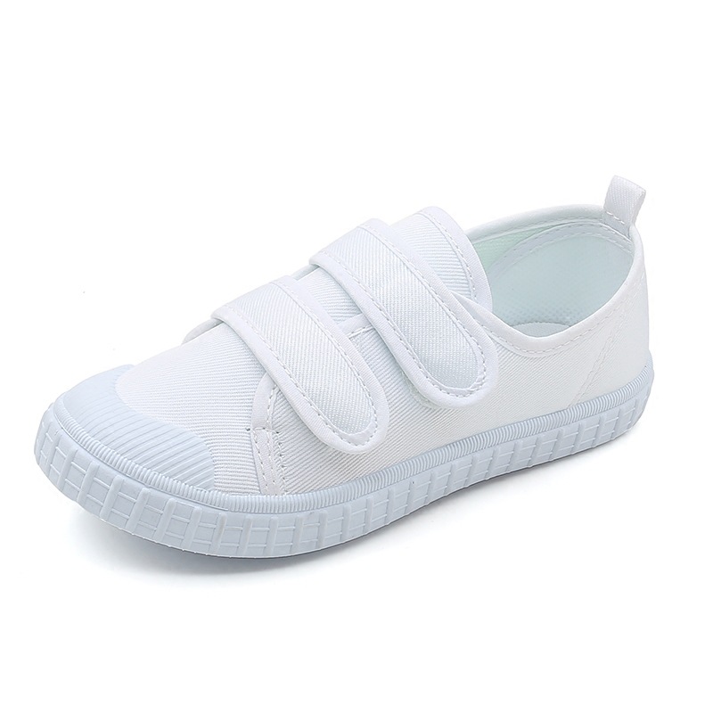 Picture of Children's shoes children's small white shoes dance shoes boys and girls Velcro students white cloth shoes kindergarten indoor shoes wholesale