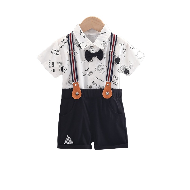 Picture of Cross-border Children's Wear Summer Wear Boy's suit Baby Summer Full Print Astronaut Shirt Overalls Two-piece Set