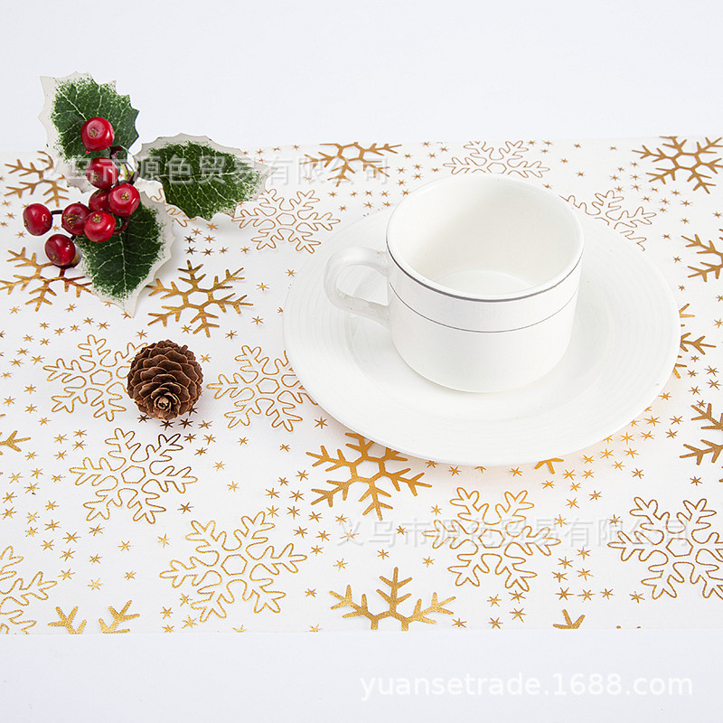 Picture of New cross-border Amazon dedicated mesh gilding table runner snowflake deer head Christmas holiday decoration home table decoration