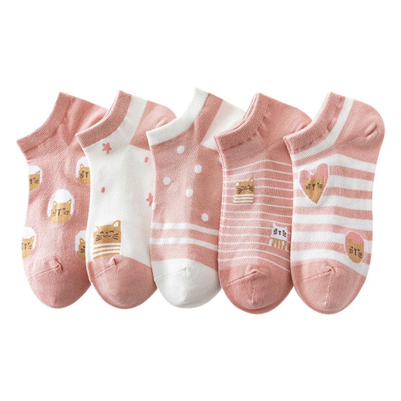 Socks ladies socks spring and summer mesh breathable sweat-absorbent ins tide lovers casual cartoon cotton socks manufacturers wholesale
