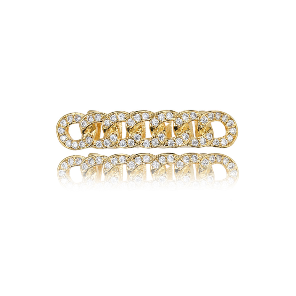 European and American new hot Hip Hop Gold braces micro inlaid zircon circle chain Hiphop Grillz gold teeth