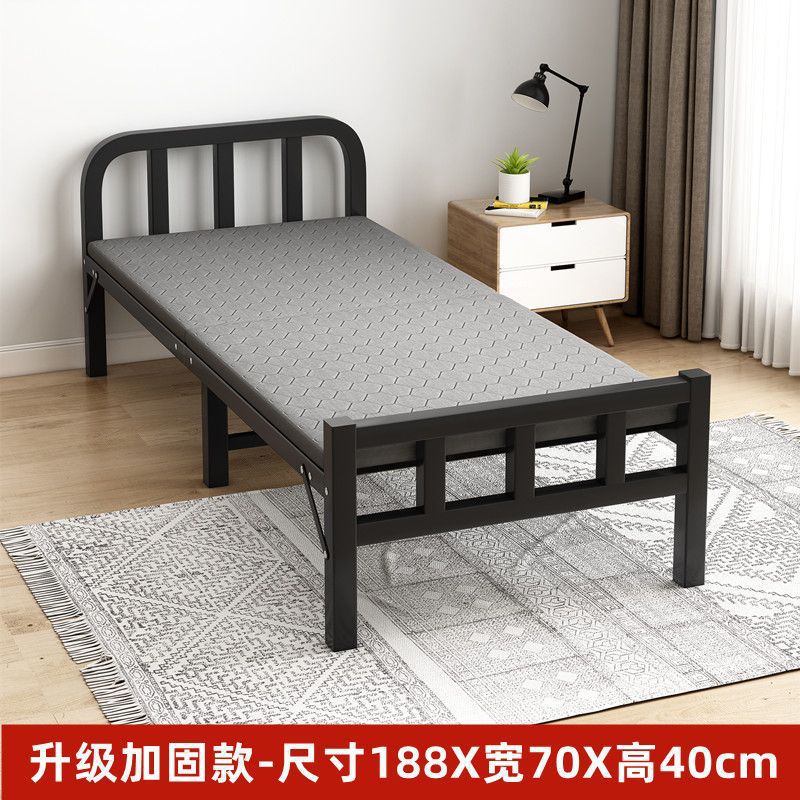 Picture of Home folding bed, double bed, rental house, simple bed, office lunch break bed, dormitory hard board bed, wrought iron bed