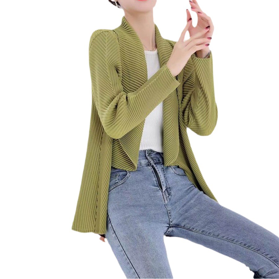 Pleated Casual Suit Women's Autumn and Winter New Miyake Fashionable Loose Suit Jacket Women's High-end Cardigan
