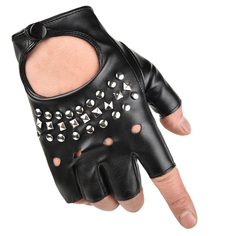 Model Performance Half Finger Female Rivet PUcosplay Fashion Punk Stage Street Dance Motorcycle Gloves