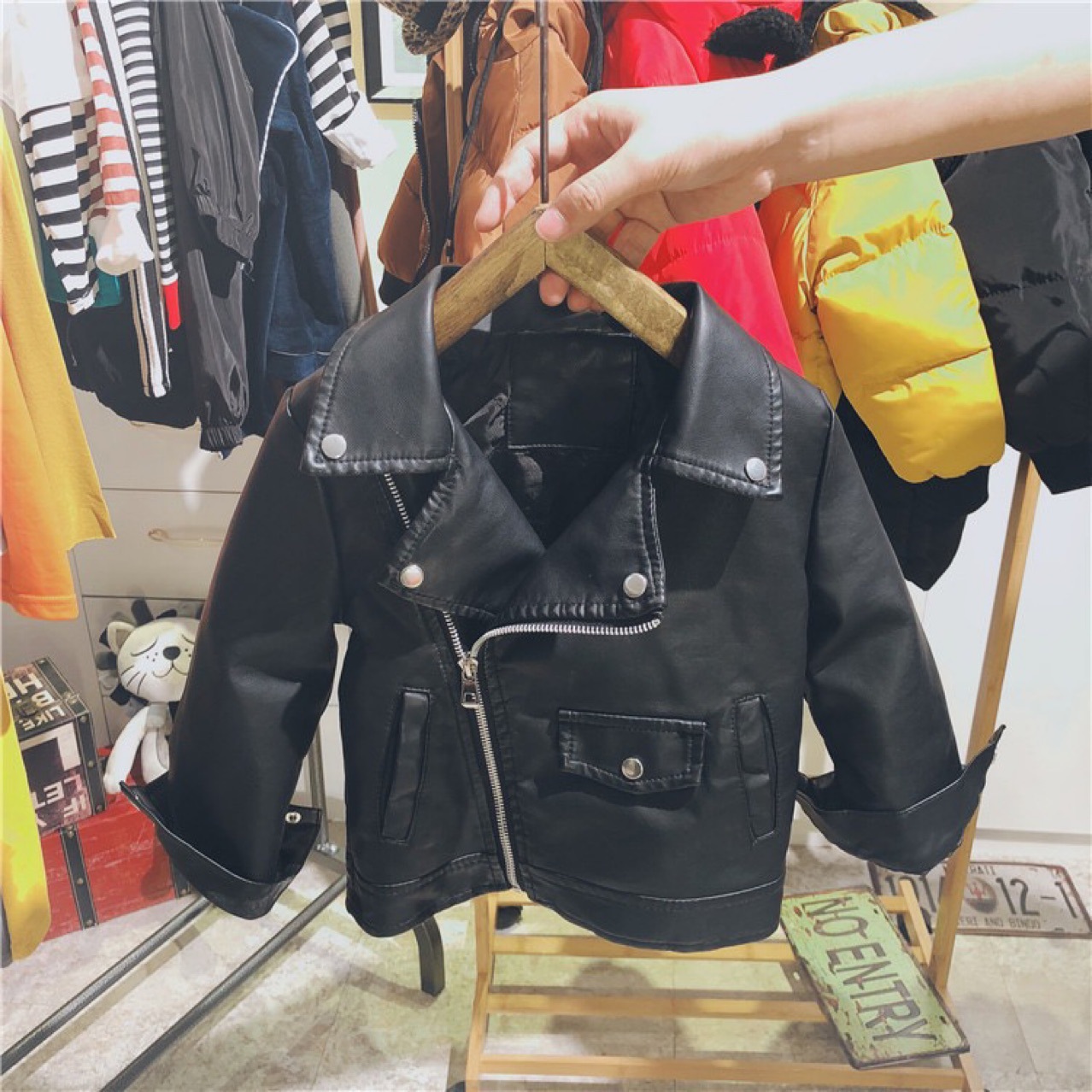 Picture of 2024 spring and autumn children's leather jacket leather fashionable cardigan motorcycle coat Korean handsome boy coat T11