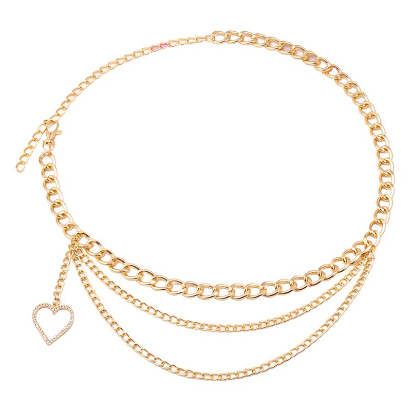 Love Waist Chain All-match Belt Women's Decorative Dress Waist Matching Skirt Sweater Rhinestone Heart Chain Accessories