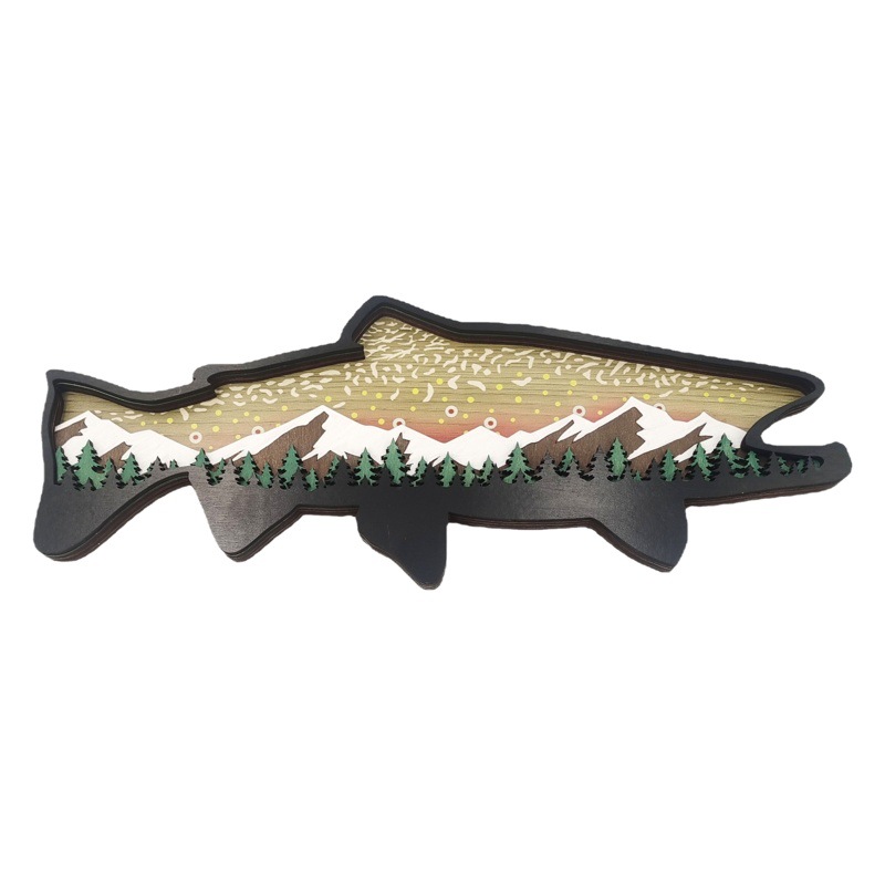 New wooden salmon crafts pendant creative marine animal home decoration wooden fish pendant